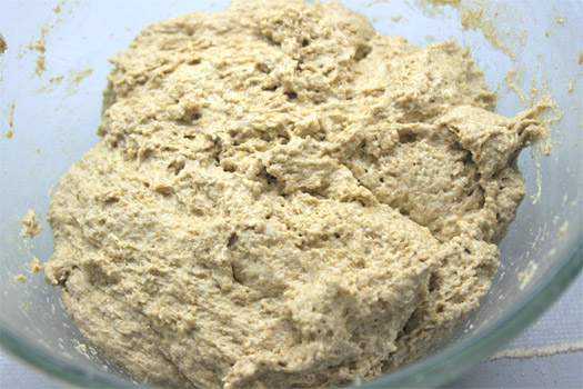 the mixed wholemeal bread dough