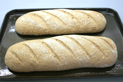 the loaves after the second rise, ready for the oven