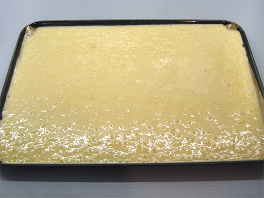 the cake batter ready for the oven