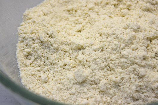 breadcrumbing the flour and butter