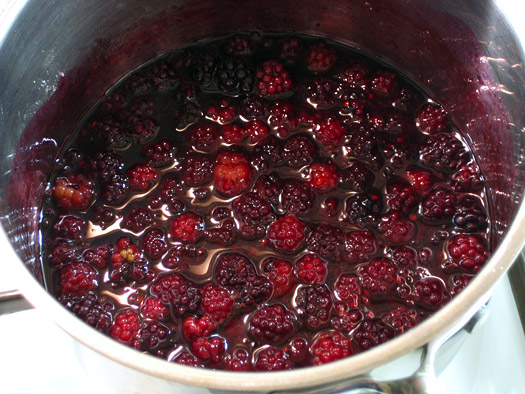 the cooked blackberries