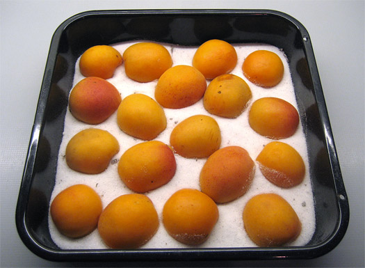 the apricots ready for the oven