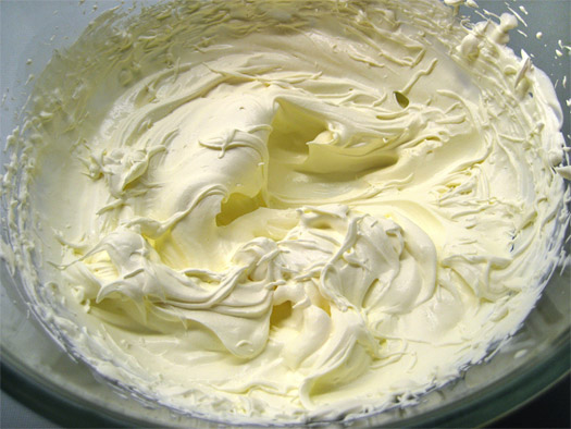 whisking the double cream