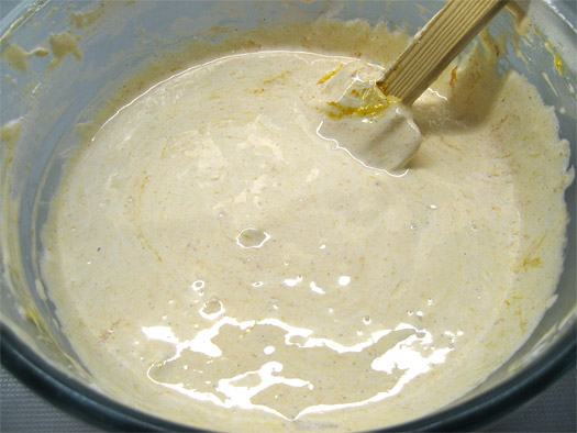 the egg white and the apricot mixture