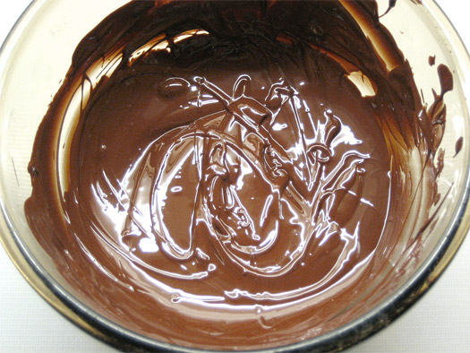 the melted chocolate