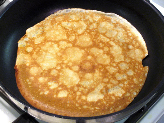 cooking the second side of the pancake