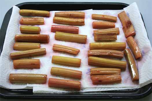 draining the rhubarb