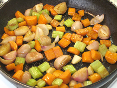 browning the vegetables