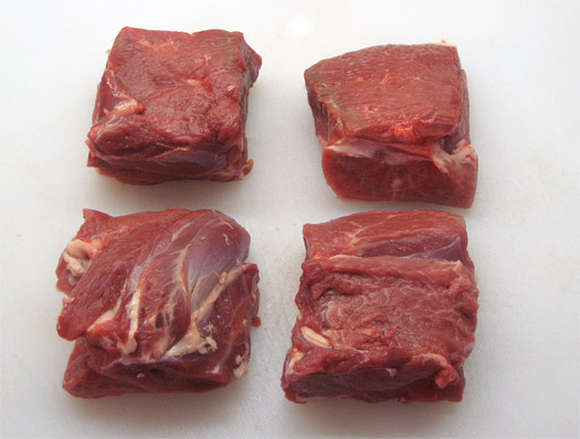 the cubes of lamb