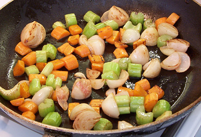 browning the vegetables