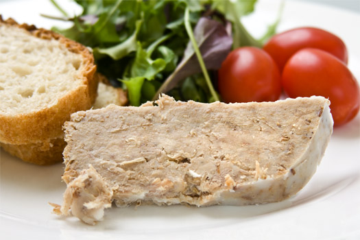 a piece of the finished rillettes