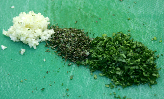 the finely chopped aromatics