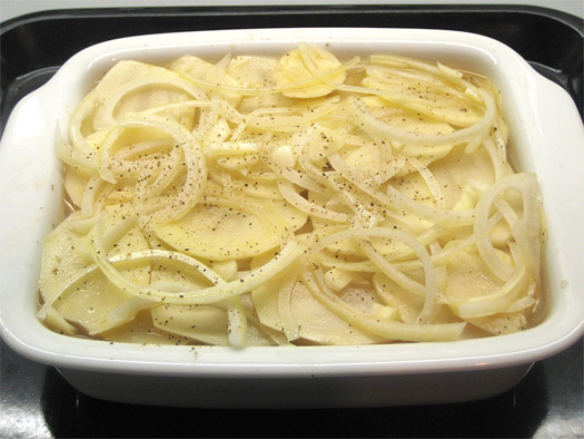 the potato ready for the oven