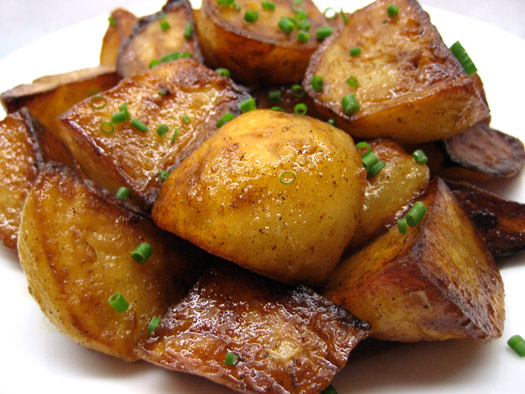 the finished pan roast potatoes