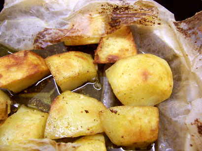 the cooked potatoes
