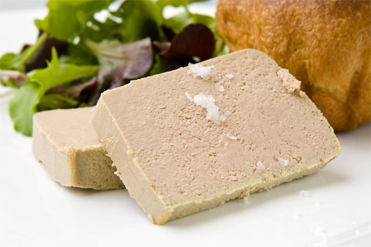 a slice of the finished chicken liver parfait