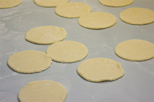 cut out disks of the pancake dough