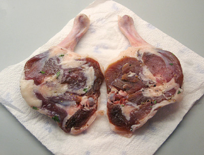 drying the duck legs