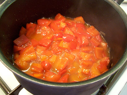 cooking the red pepper