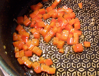 softening the red pepper cubes