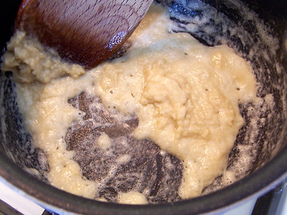 stirring in the flour