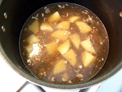 cooking the potatoes