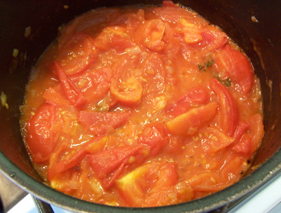 cooking the tomatoes