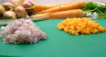 finely diced carrot and shallot